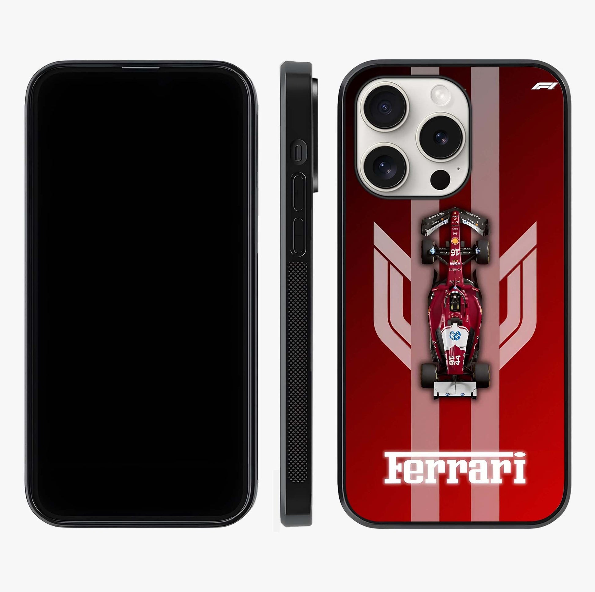 Red Ferrari F1 Vertical Glass Case displayed upright for full design visibility and premium finish.