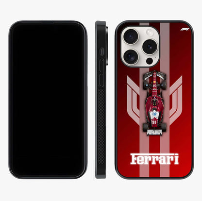 Red Ferrari F1 Vertical Glass Case displayed upright for full design visibility and premium finish.