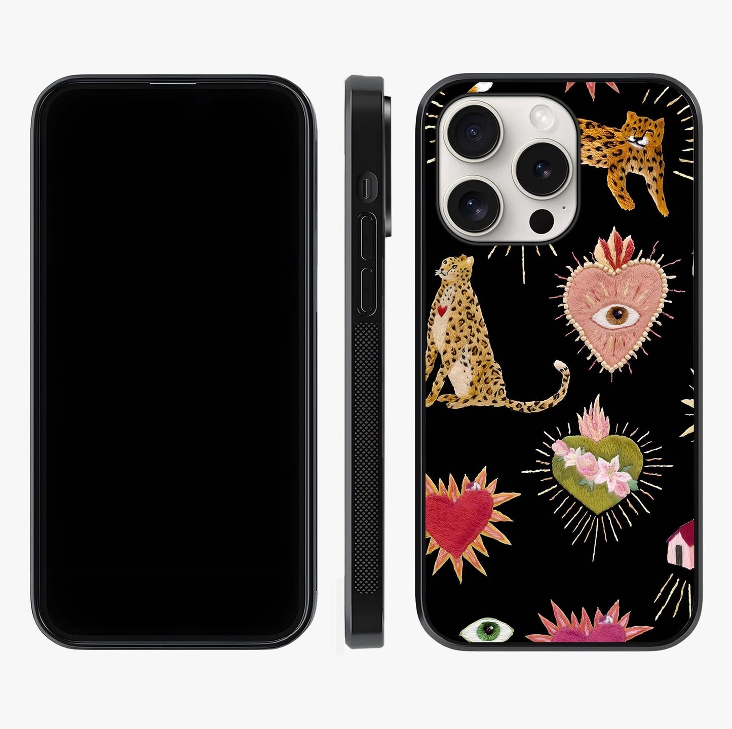 Sacred Jungle Heart Glass Case displayed upright for full design visibility and premium finish.