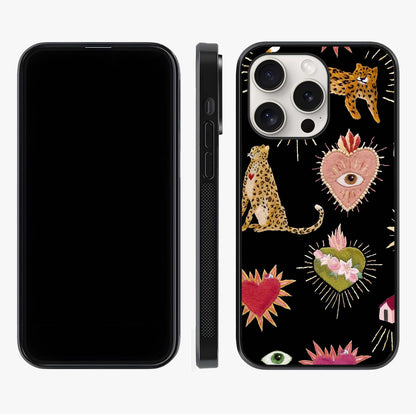 Sacred Jungle Heart Glass Case displayed upright for full design visibility and premium finish.
