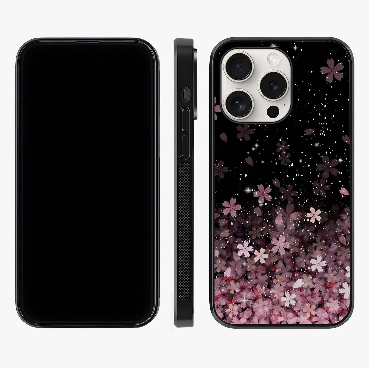 Small Starry Flowers Glass Case displayed upright for full design visibility and premium finish.