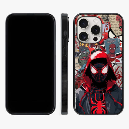 Spider Collage Street Glass Case displayed upright for full design visibility and premium finish.
