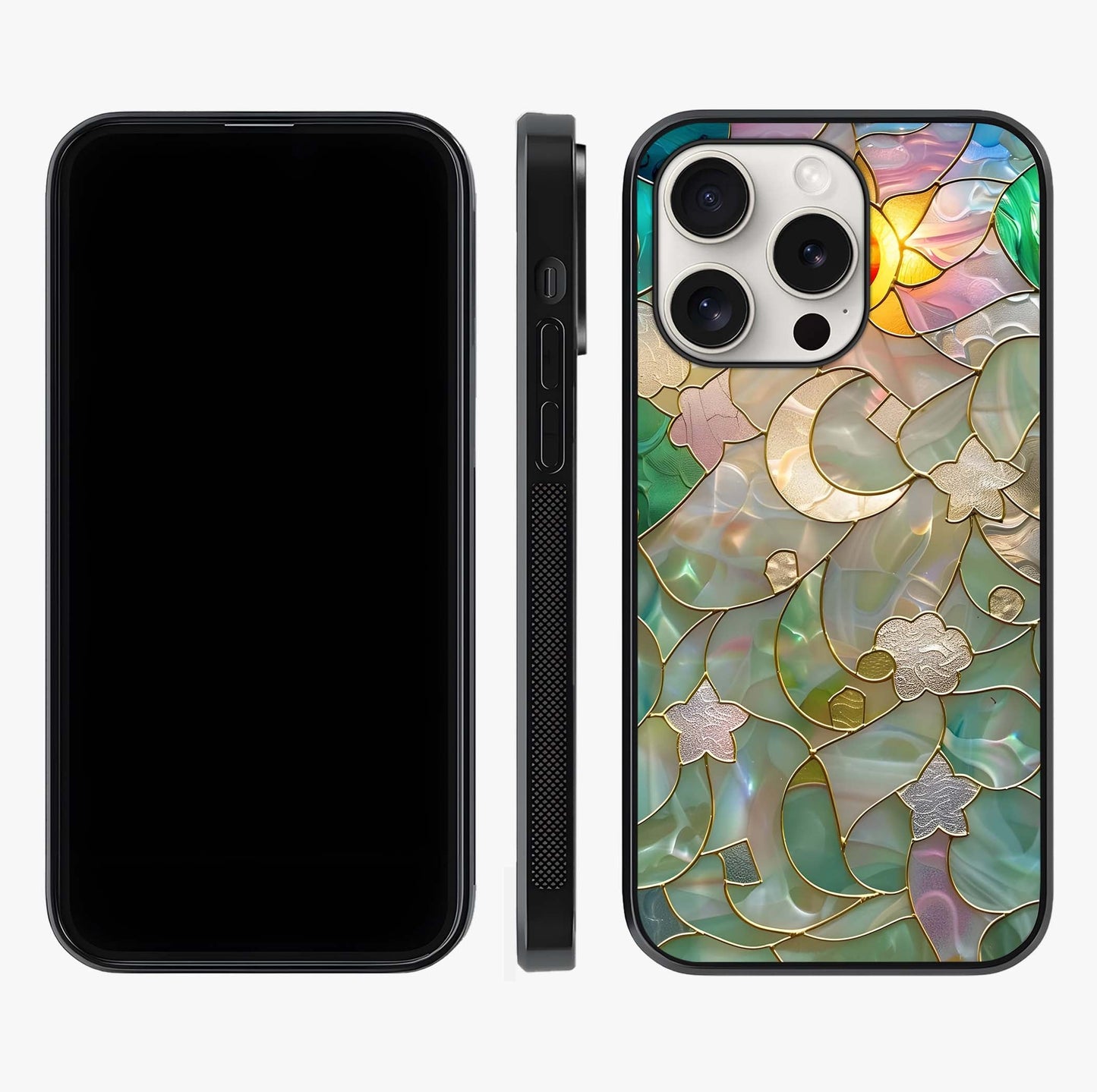 Stained Sunrise Glow Glass Case displayed upright for full design visibility and premium finish.