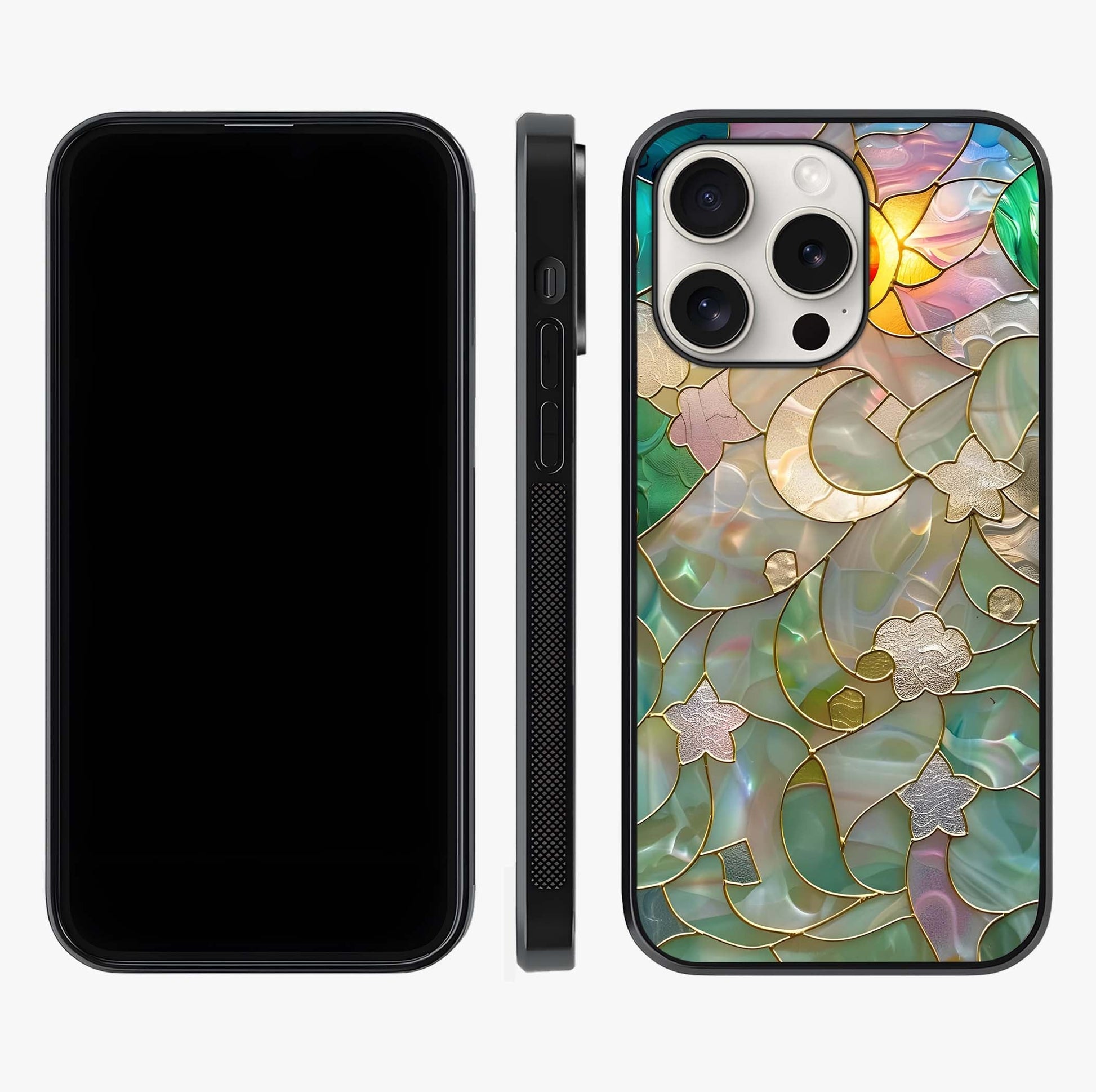 Stained Sunrise Glow Glass Case displayed upright for full design visibility and premium finish.