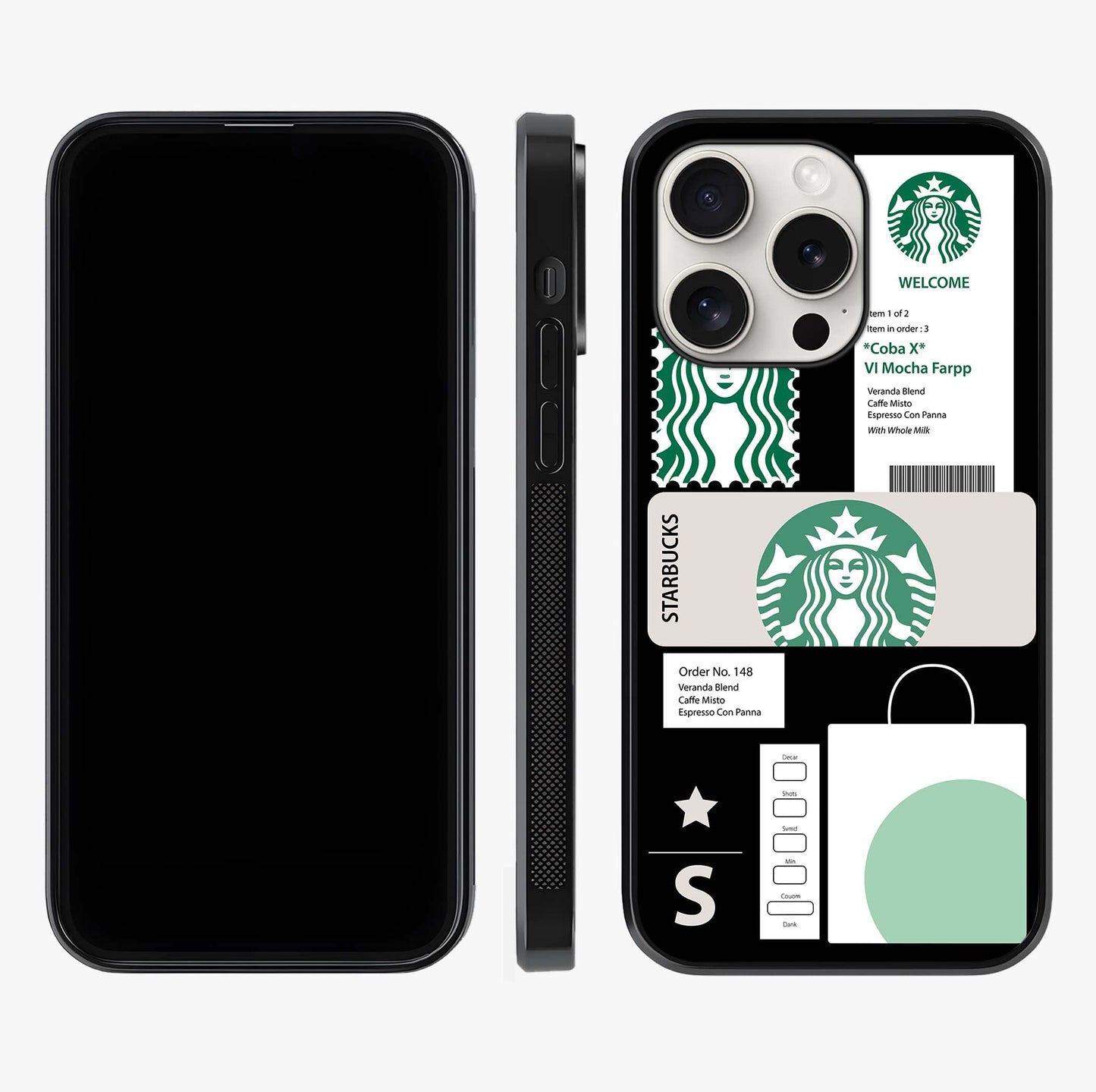 Starbucks Mocha Glass Case displayed upright for full design visibility and premium finish.
