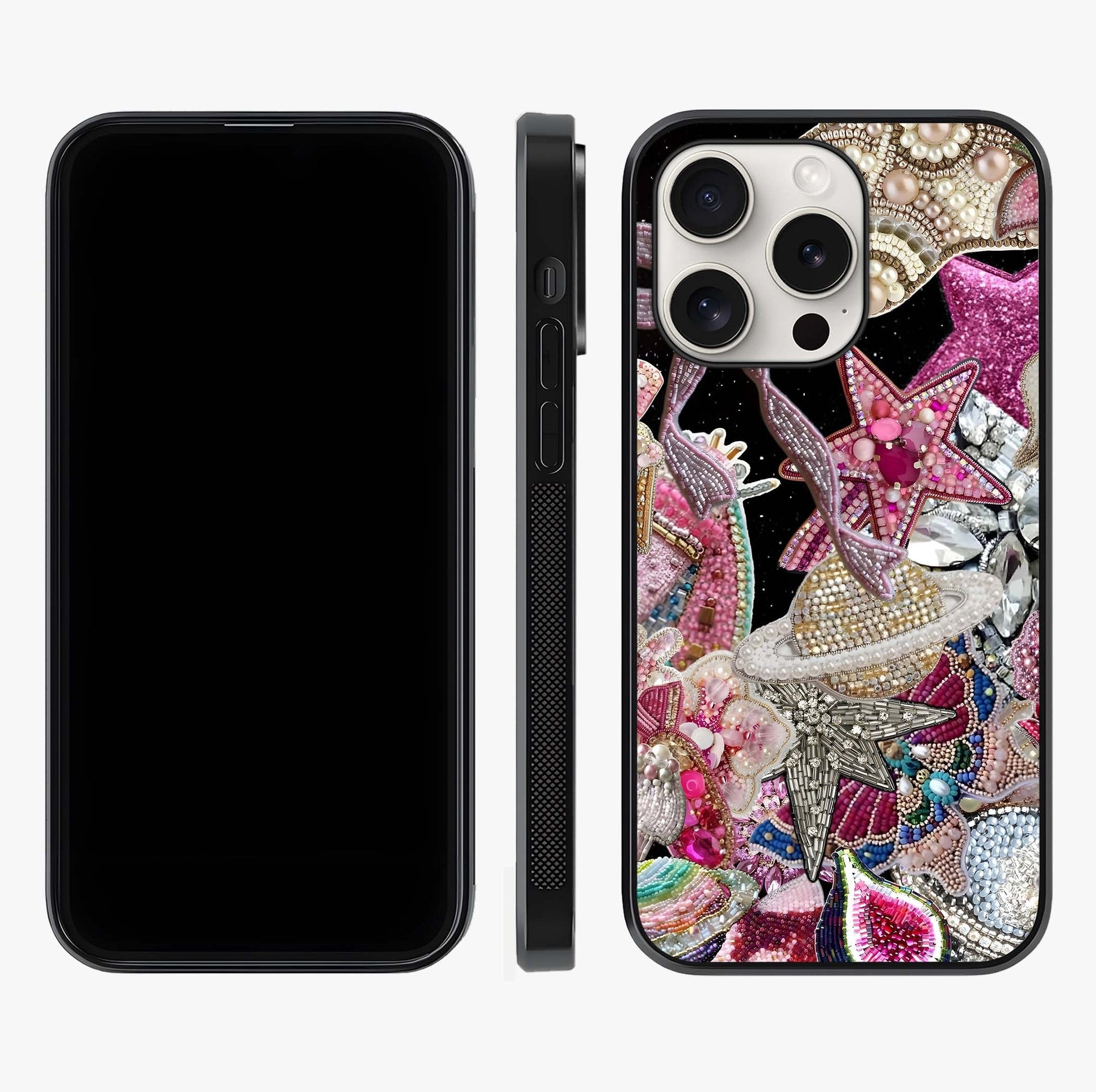 Starlit Jewel Dream Glass Case displayed upright for full design visibility and premium finish.