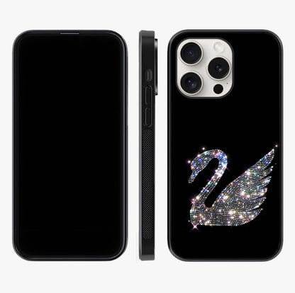 Starlit Swan Grace Glass Case displayed upright for full design visibility and premium finish.