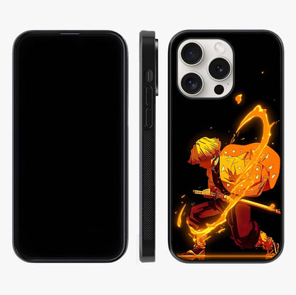 Thunder Flame Execution Glass Case displayed upright for full design visibility and premium finish.