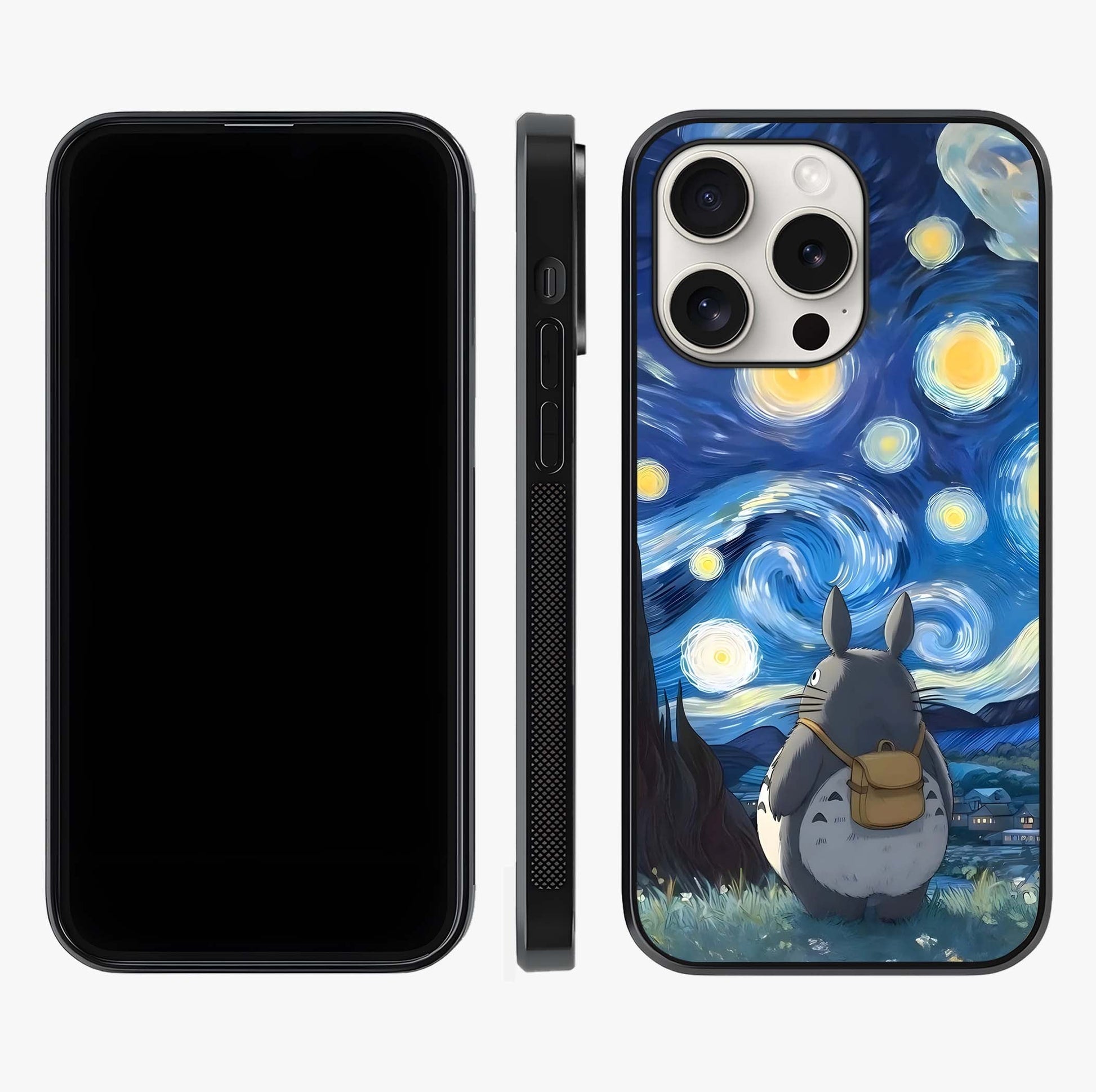 Totoro In Van Gogh Art Glass Case displayed upright for full design visibility and premium finish.