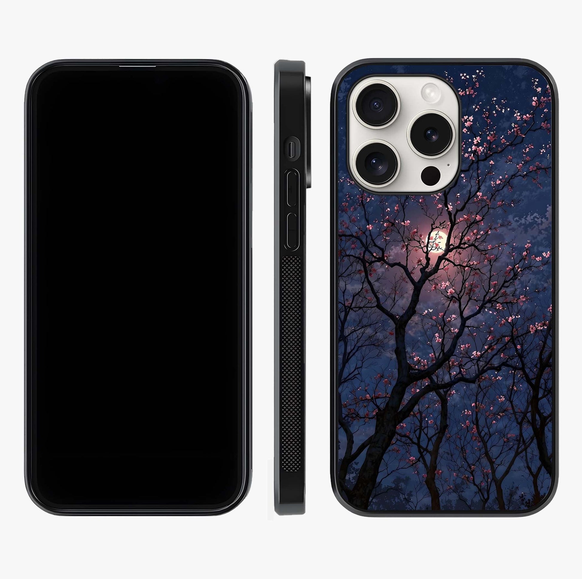 Twilight Sakura Serenade Glass Case displayed upright for full design visibility and premium finish.