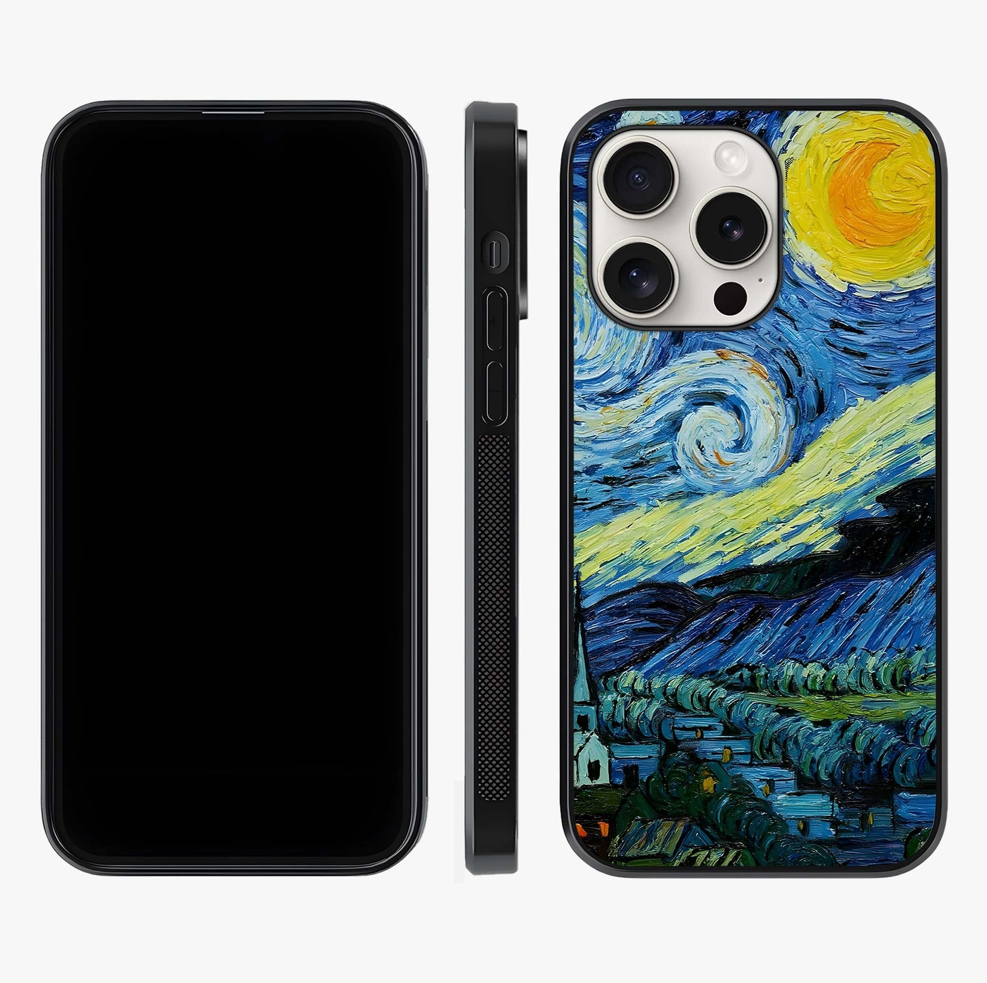 Van Gogh Art Glass Case displayed upright for full design visibility and premium finish.