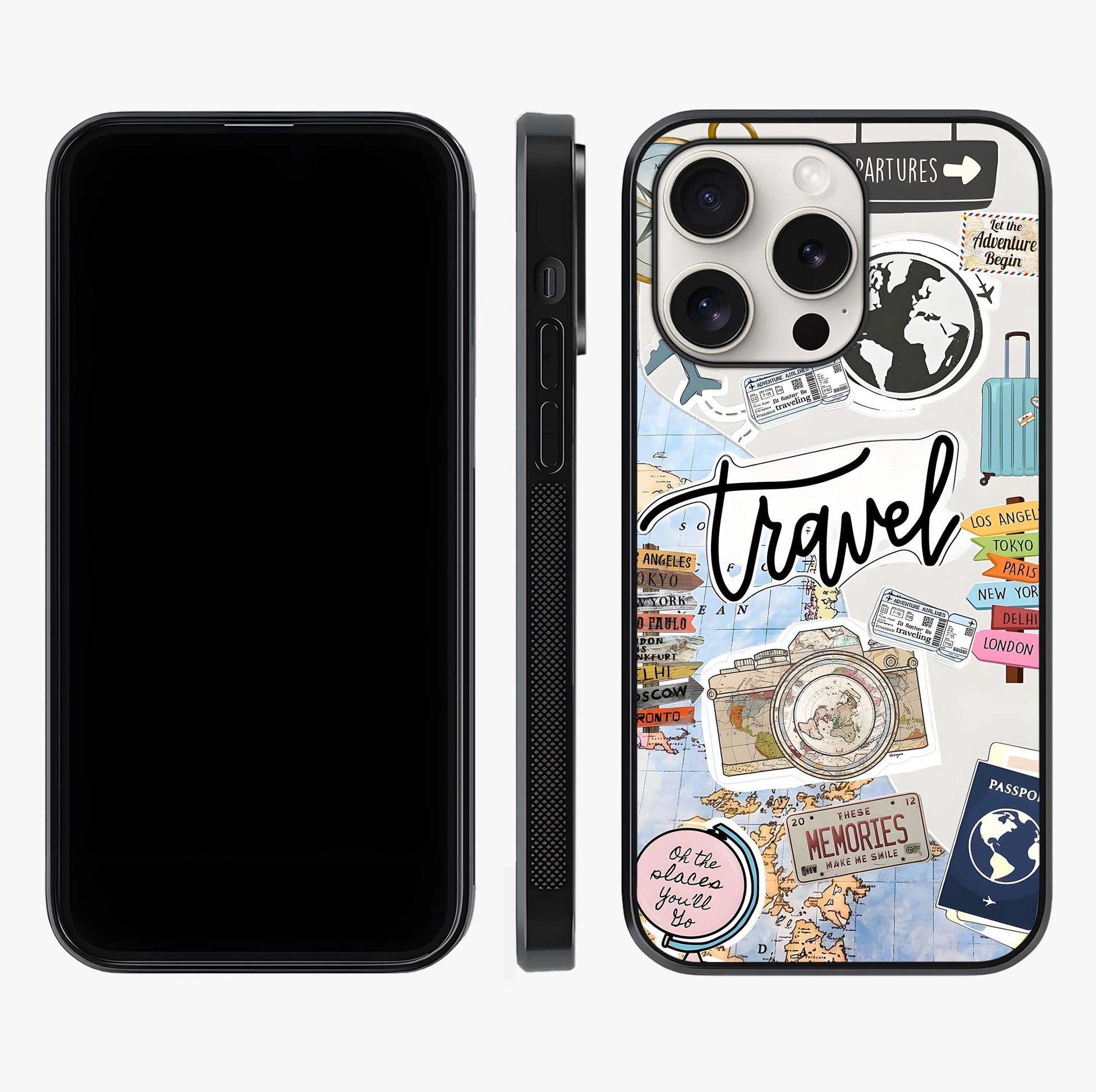 Wanderlust Journal Glass Case displayed upright for full design visibility and premium finish.