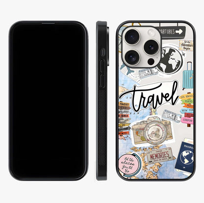 Wanderlust Journal Glass Case displayed upright for full design visibility and premium finish.