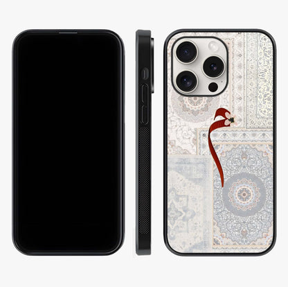 White Aesthetic Bow Glass Case displayed upright for full design visibility and premium finish.
