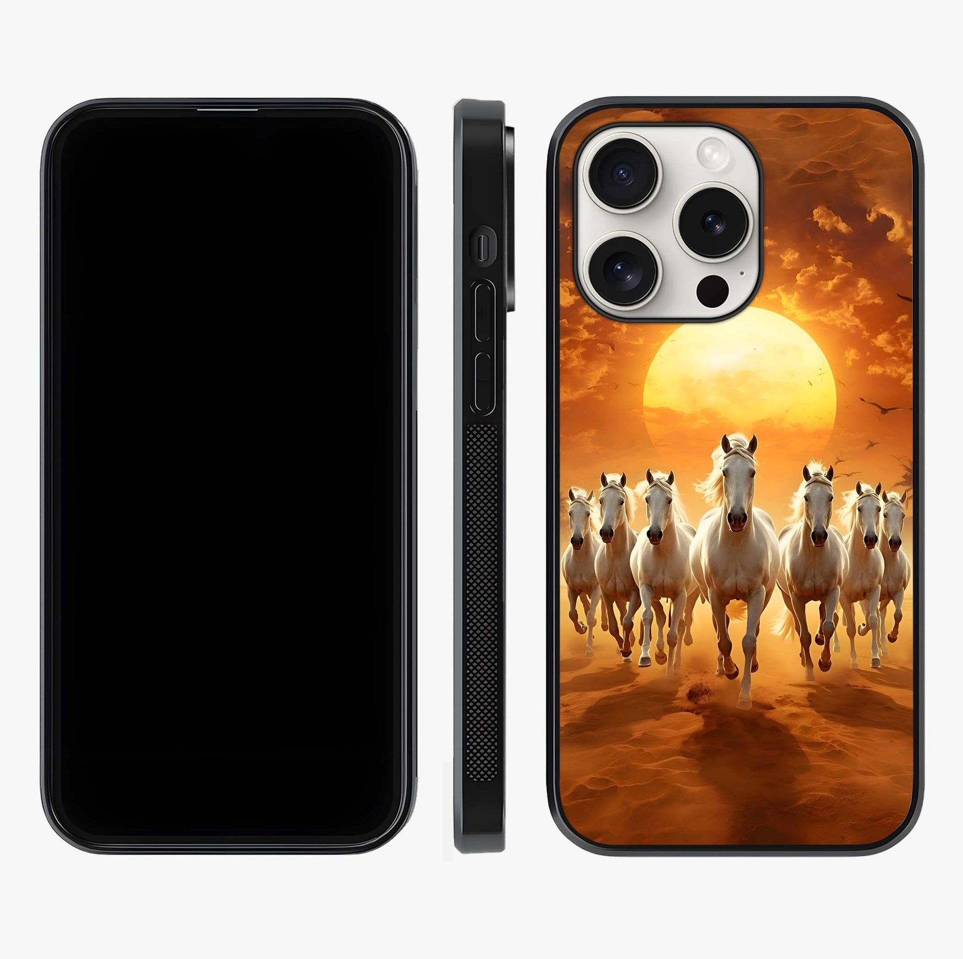 Wild Sunset Majesty Glass Case displayed upright for full design visibility and premium finish.