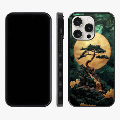Zen Moon Rise Glass Case displayed upright for full design visibility and premium finish.