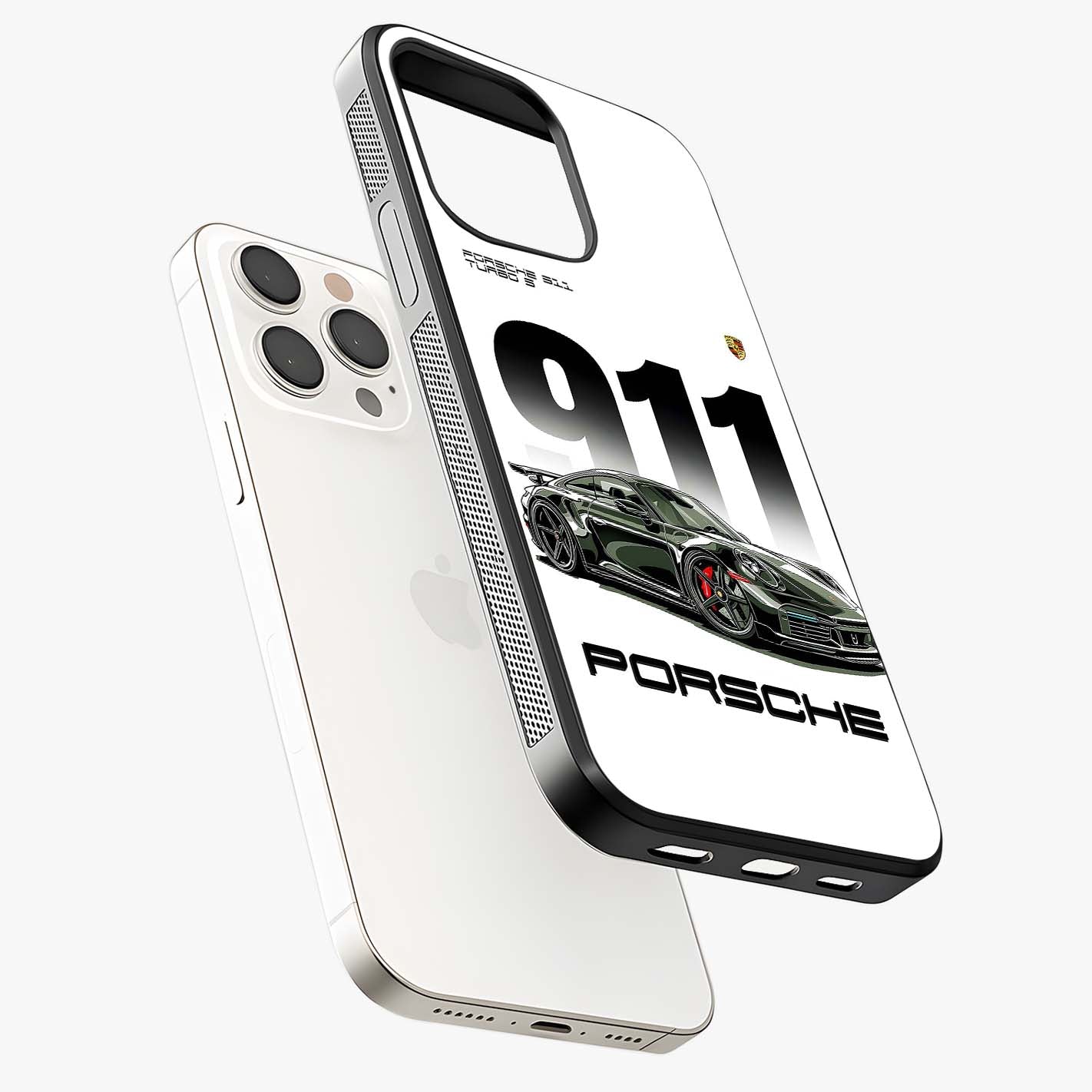 911 Turbo Dominance Glass Case laid diagonally highlighting side profile, edges and glossy glass shine.