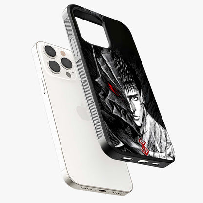 Berserker Blood Oath Glass Case laid diagonally highlighting side profile, edges and glossy glass shine.