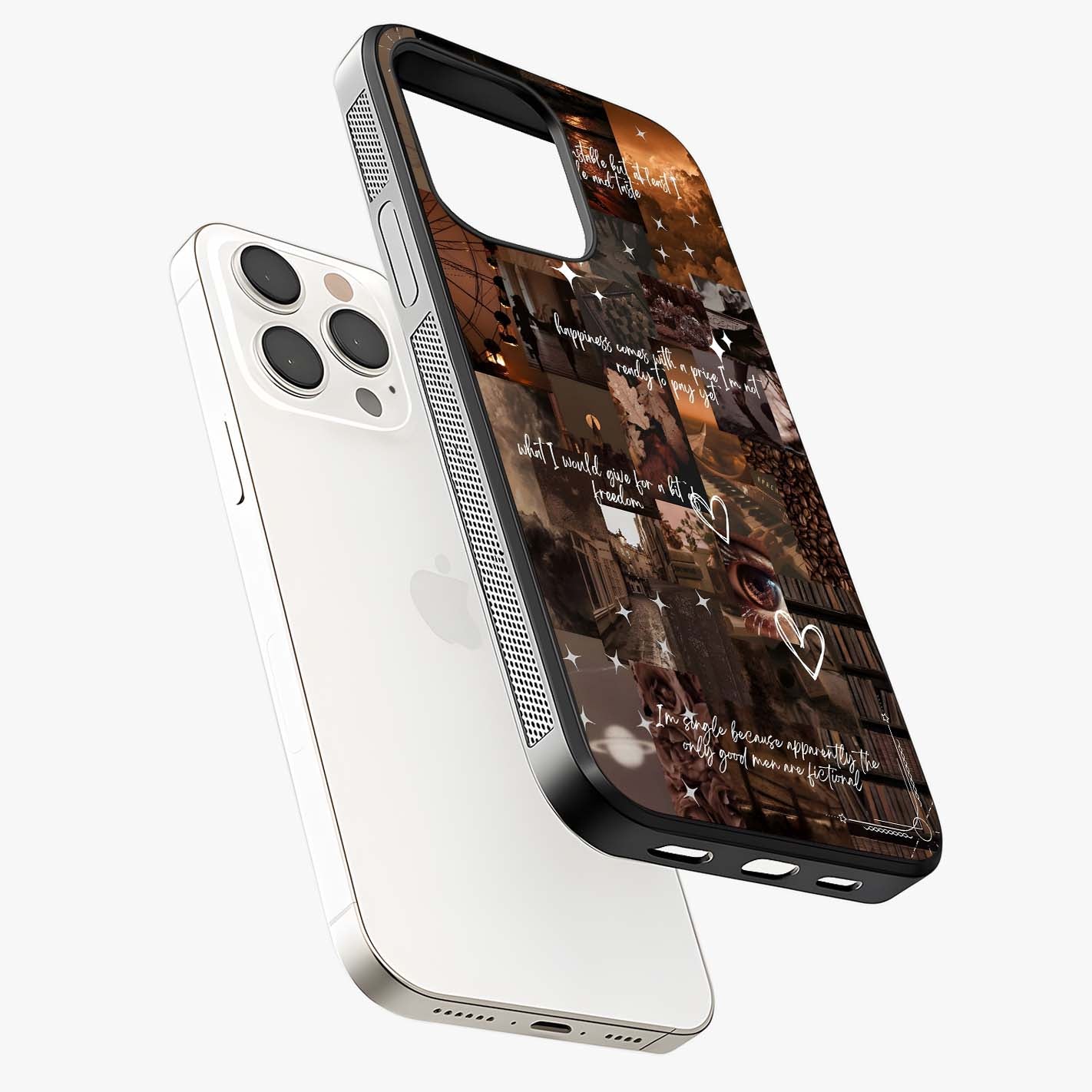 Bittersweet Aesthetic Chaos Glass Case laid diagonally highlighting side profile, edges and glossy glass shine.