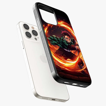 Blazing Sword Resolve Glass Case laid diagonally highlighting side profile, edges and glossy glass shine.
