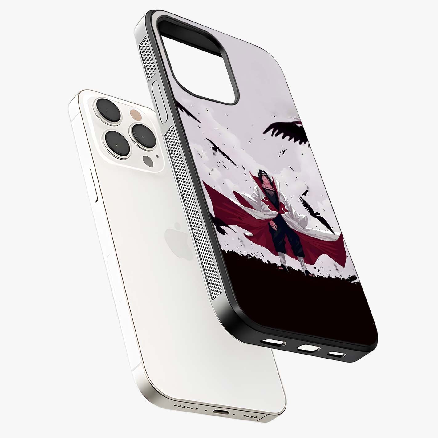 Crimson Crow Ascension Glass Case laid diagonally highlighting side profile, edges and glossy glass shine.