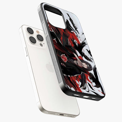 Crimson Crow Illusion Glass Case laid diagonally highlighting side profile, edges and glossy glass shine.
