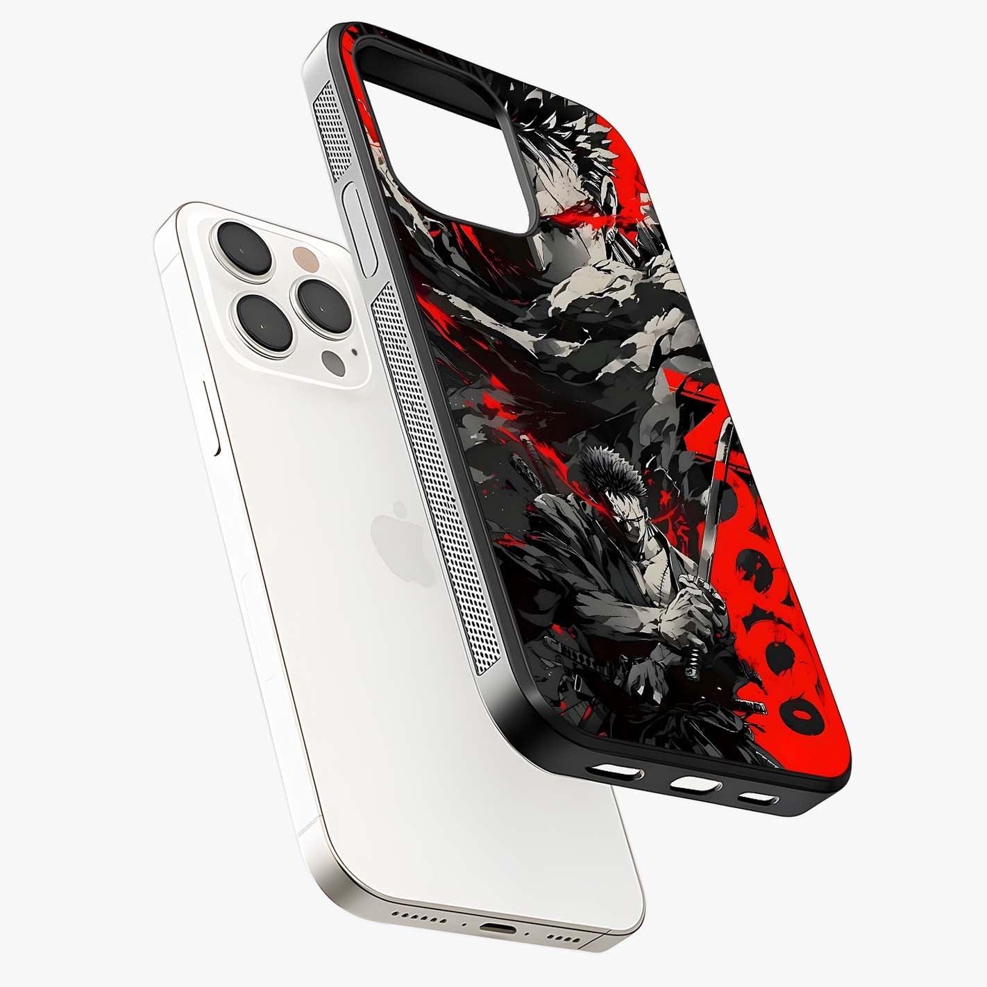 Demon Sword Resolve Glass Case laid diagonally highlighting side profile, edges and glossy glass shine.
