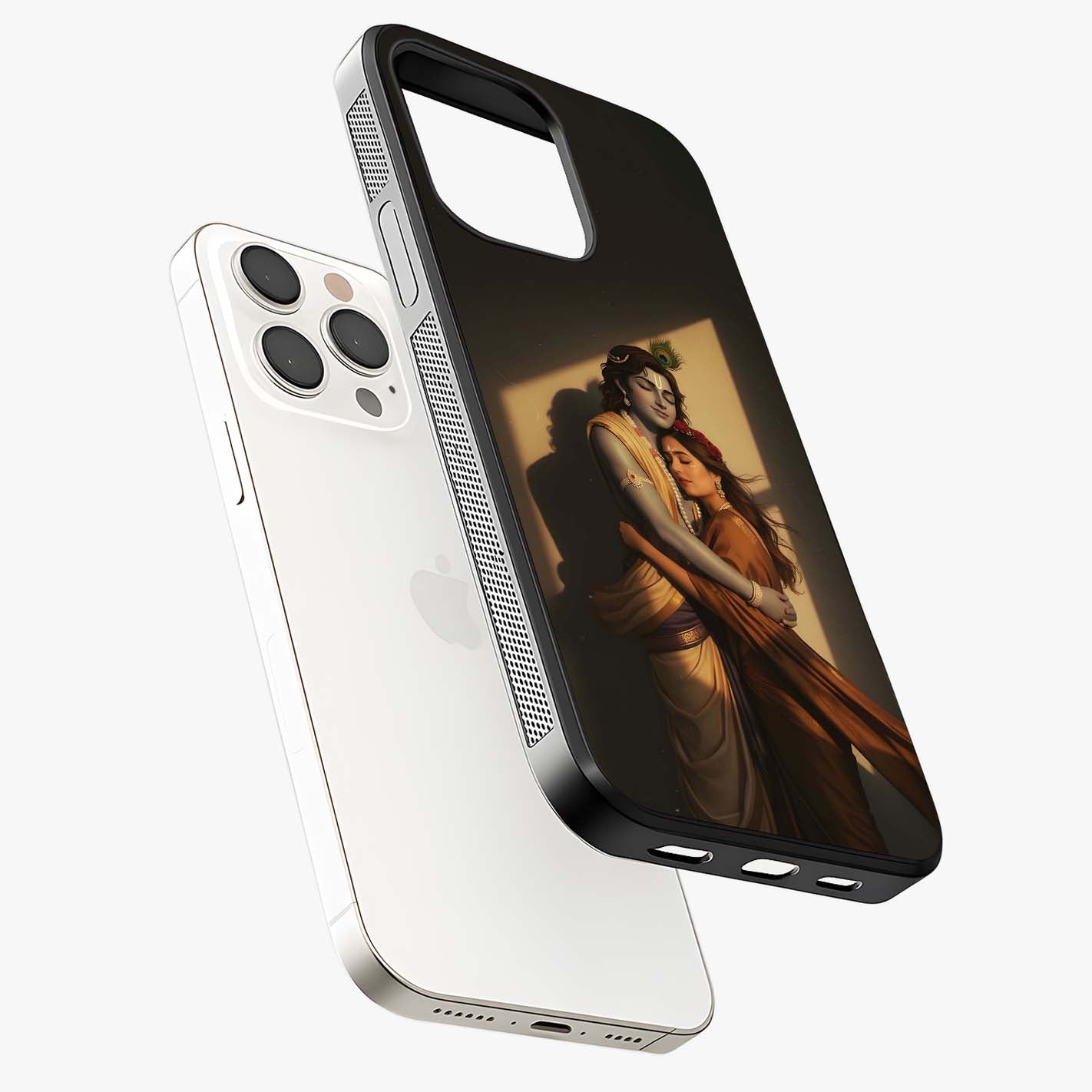 Divine Eternal Love Glass Case laid diagonally highlighting side profile, edges and glossy glass shine.