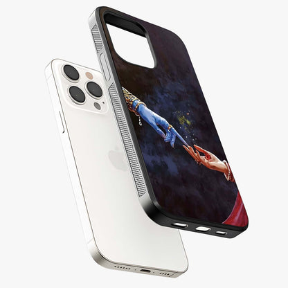 Divine Touch Eternal Glass Case laid diagonally highlighting side profile, edges and glossy glass shine.