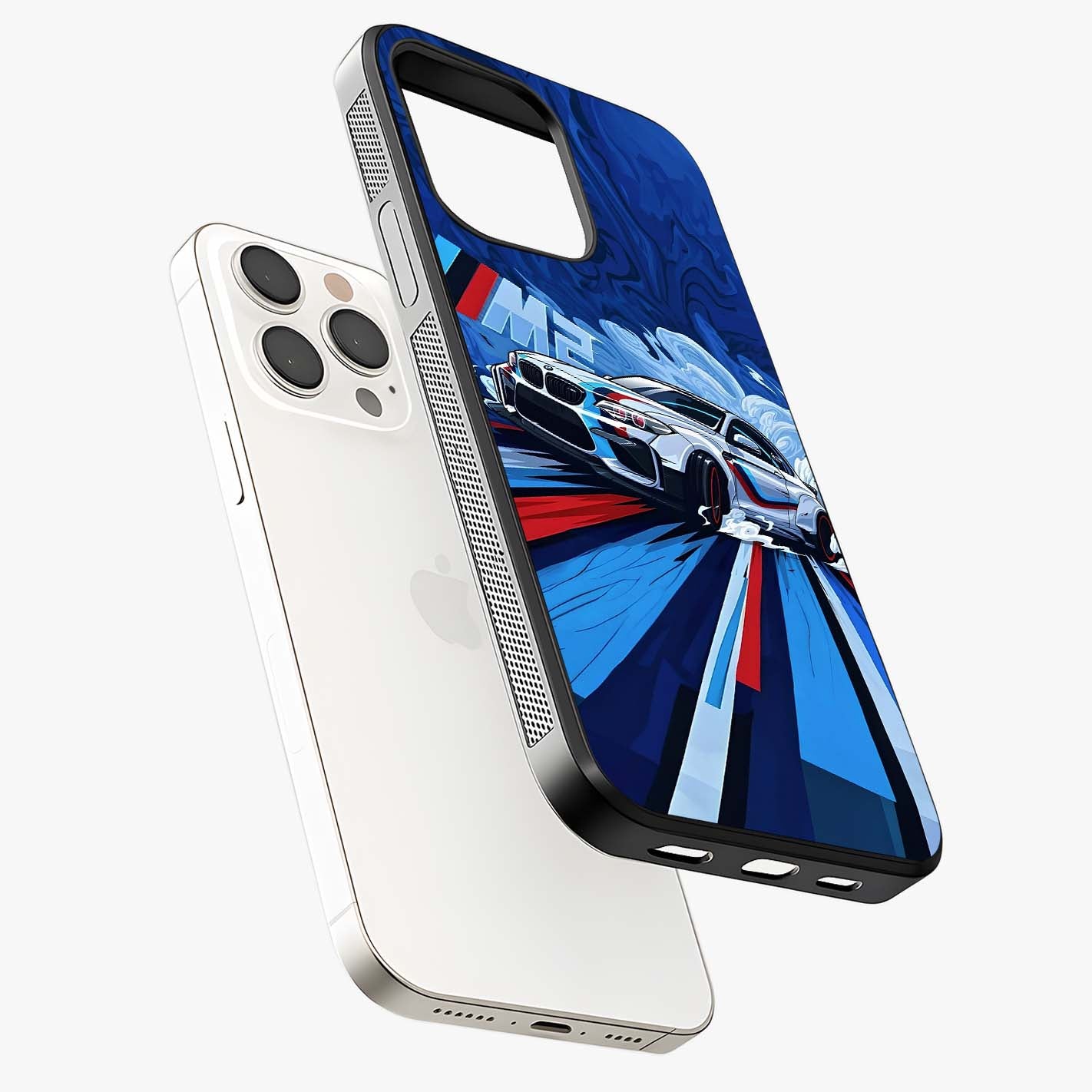 Drift Power Rush Glass Case laid diagonally highlighting side profile, edges and glossy glass shine.