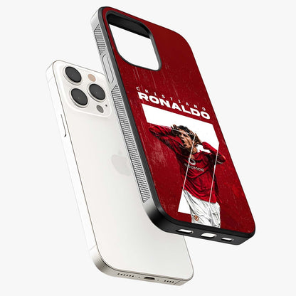 Goal Celebration Legacy Glass Case laid diagonally highlighting side profile, edges and glossy glass shine.