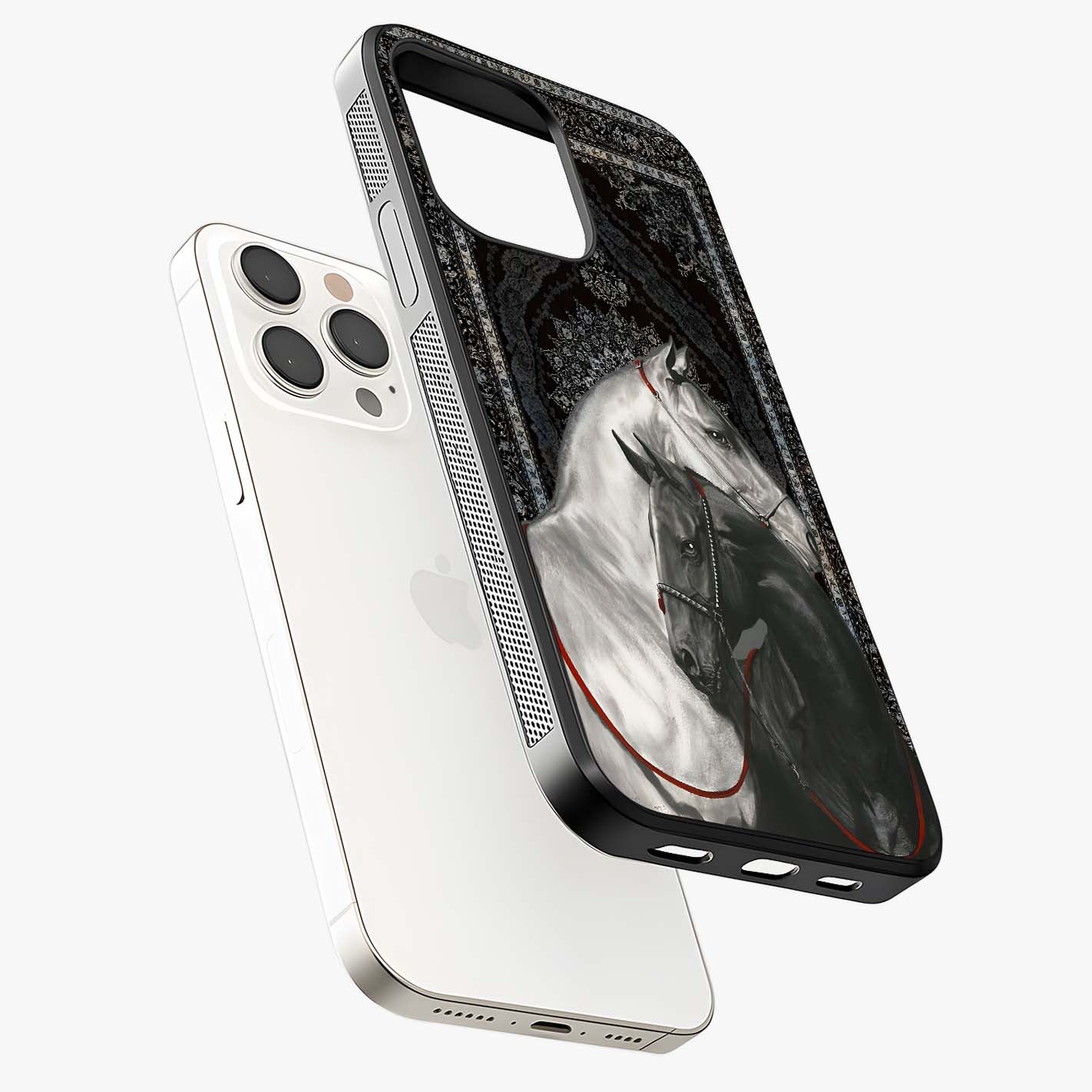 Majestic Ride Legacy Glass Case laid diagonally highlighting side profile, edges and glossy glass shine.