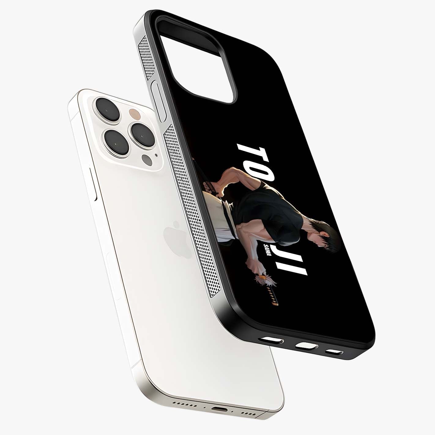 Midnight Blade Resolve Glass Case laid diagonally highlighting side profile, edges and glossy glass shine.