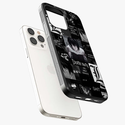 Midnight Chaos Mind Glass Case laid diagonally highlighting side profile, edges and glossy glass shine.
