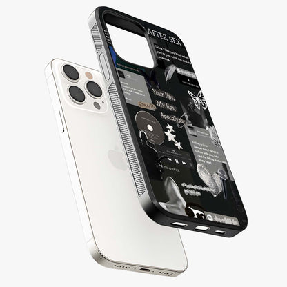 Midnight Love Echo Glass Case laid diagonally highlighting side profile, edges and glossy glass shine.