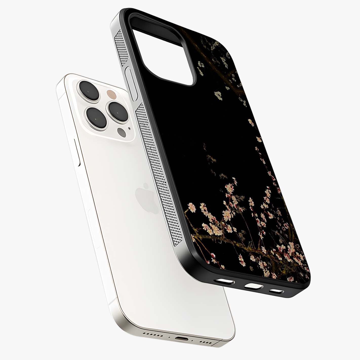 Petal Moon Light With Custom Name Glass Case laid diagonally highlighting side profile, edges and glossy glass shine.
