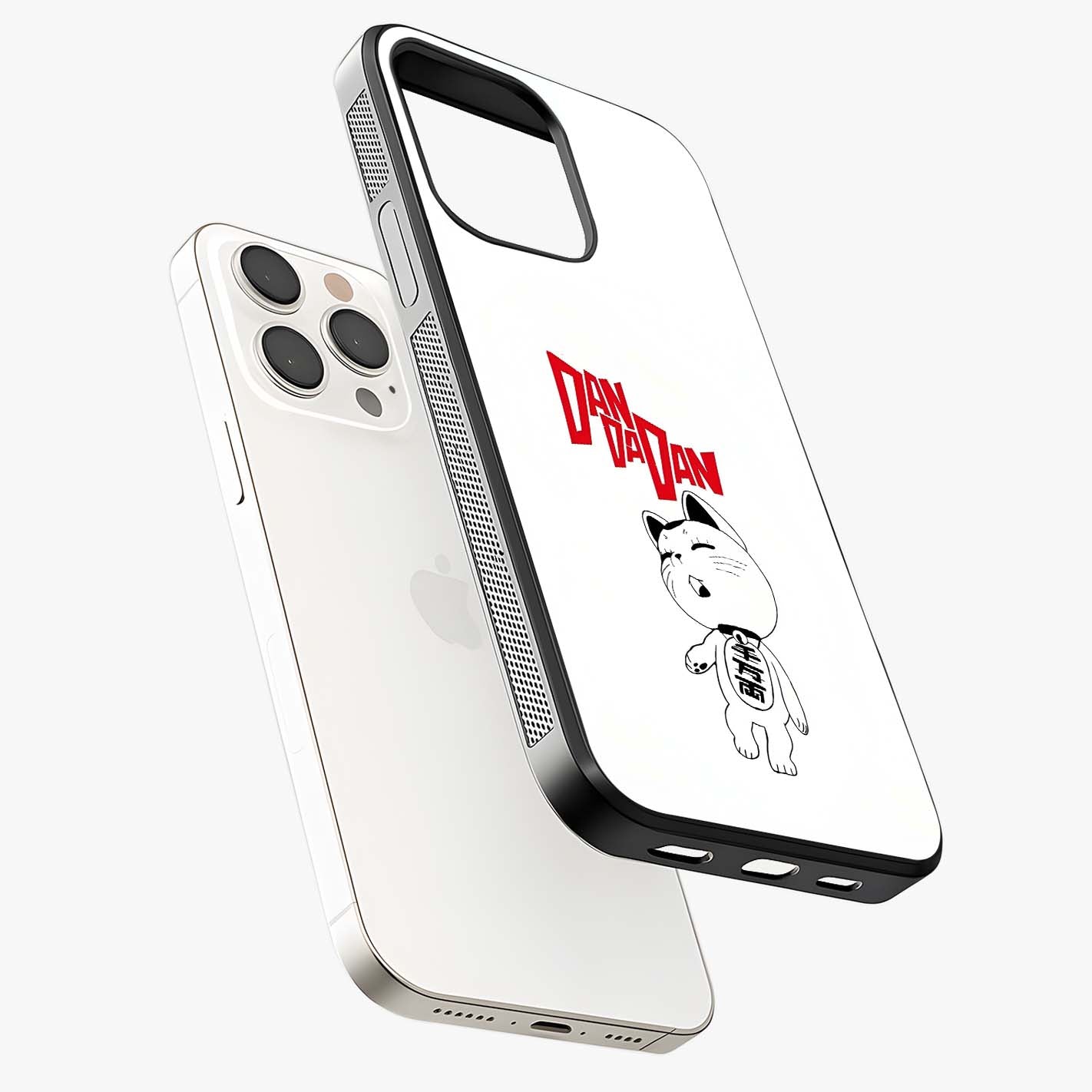 Playful Spirit Charm Glass Case laid diagonally highlighting side profile, edges and glossy glass shine.