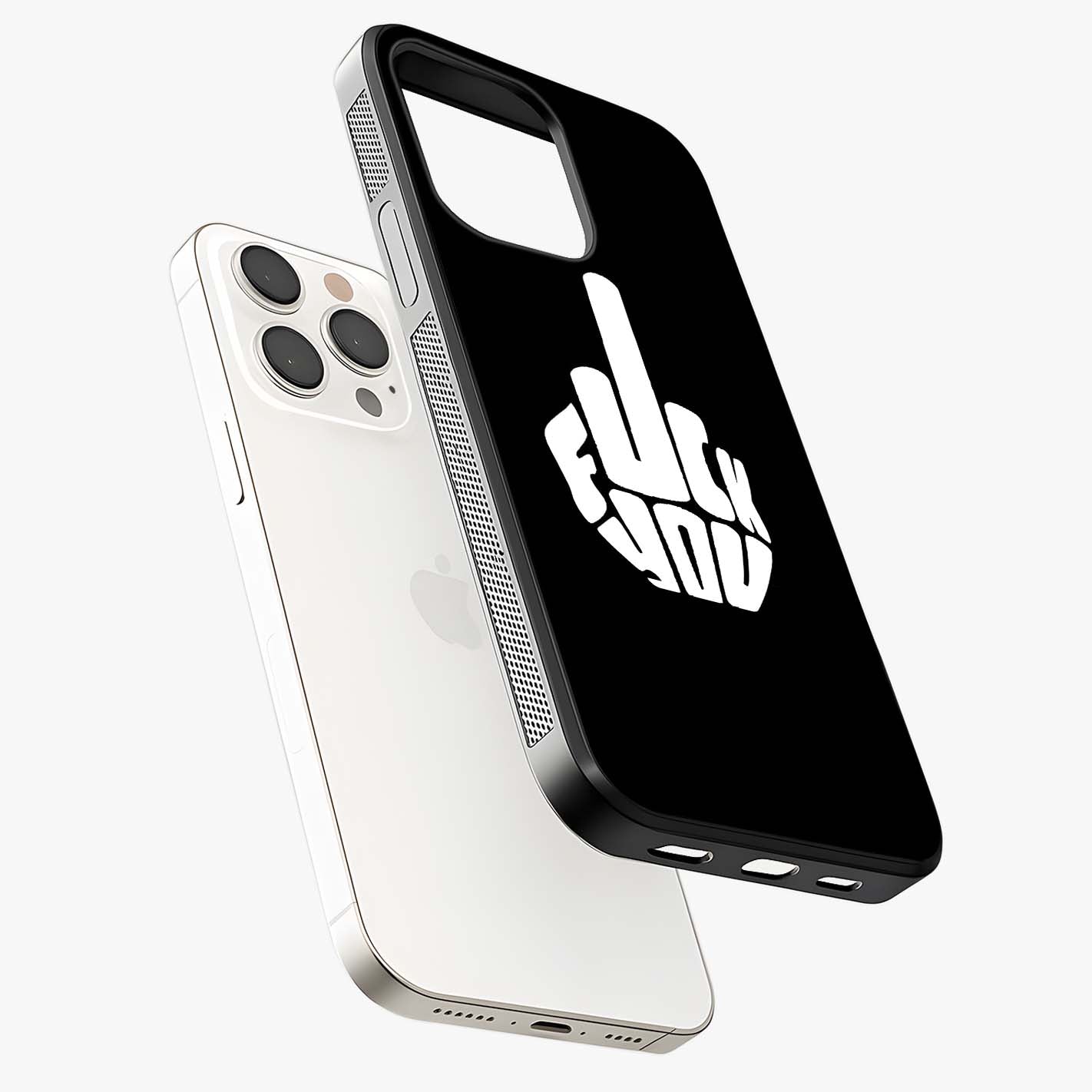 Rebel Mode On Glass Case laid diagonally highlighting side profile, edges and glossy glass shine.