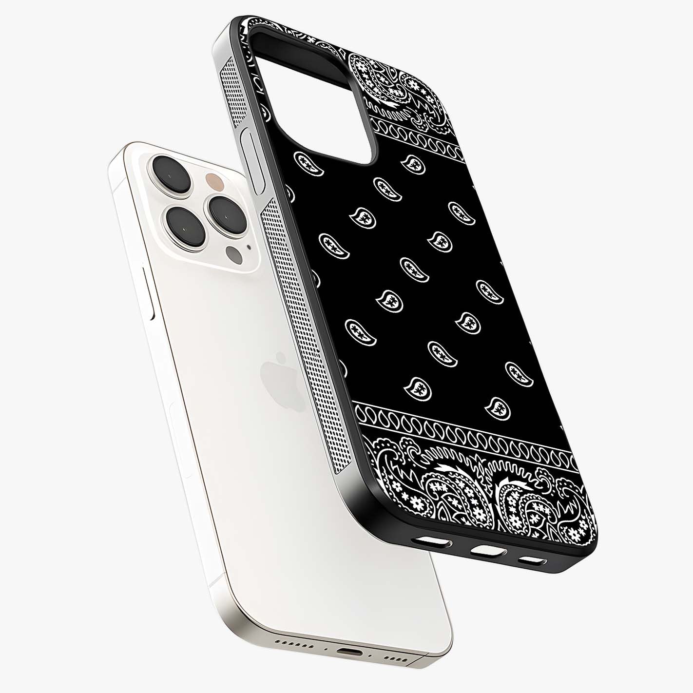 Retro Rebel Threads Glass Case laid diagonally highlighting side profile, edges and glossy glass shine.