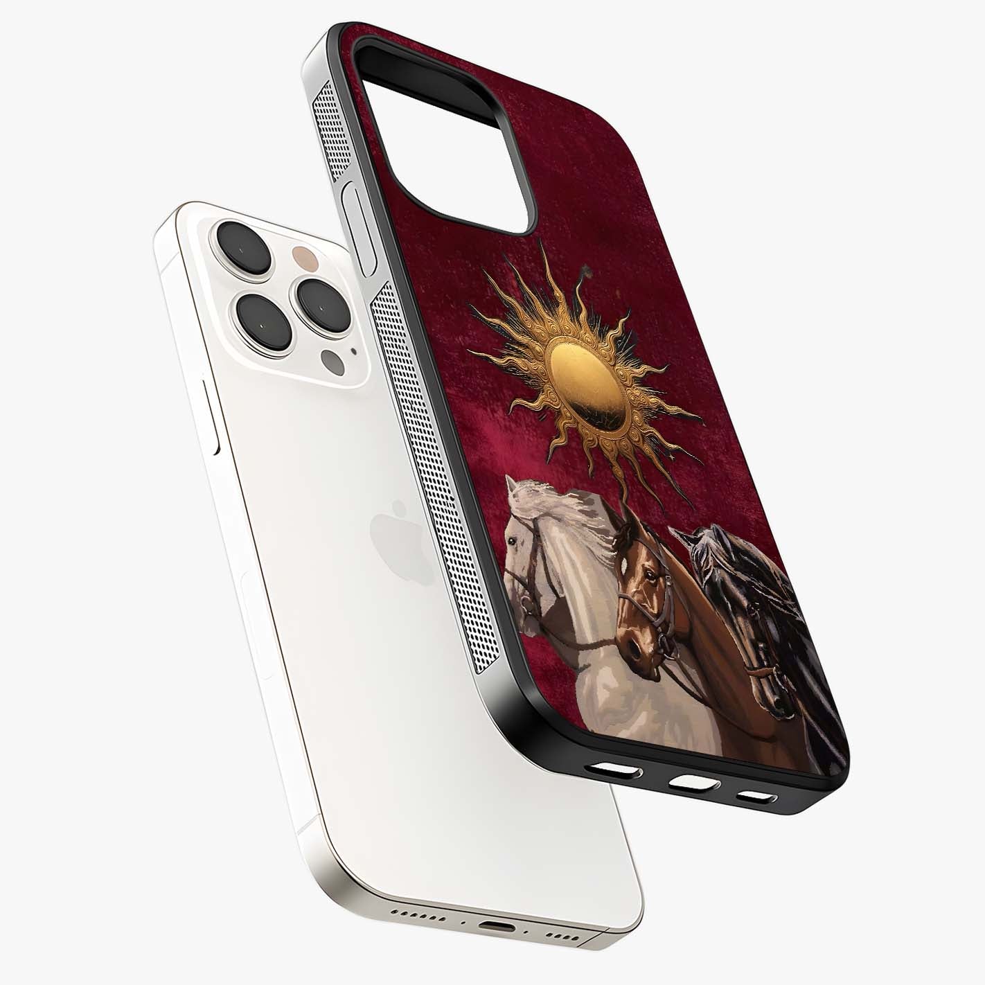 Solar Riders Glass Case laid diagonally highlighting side profile, edges and glossy glass shine.