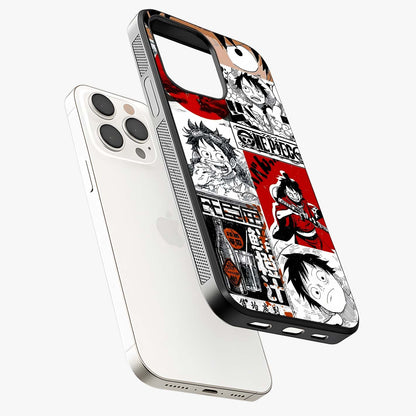 Strawhat Chaos Panels Glass Case laid diagonally highlighting side profile, edges and glossy glass shine.