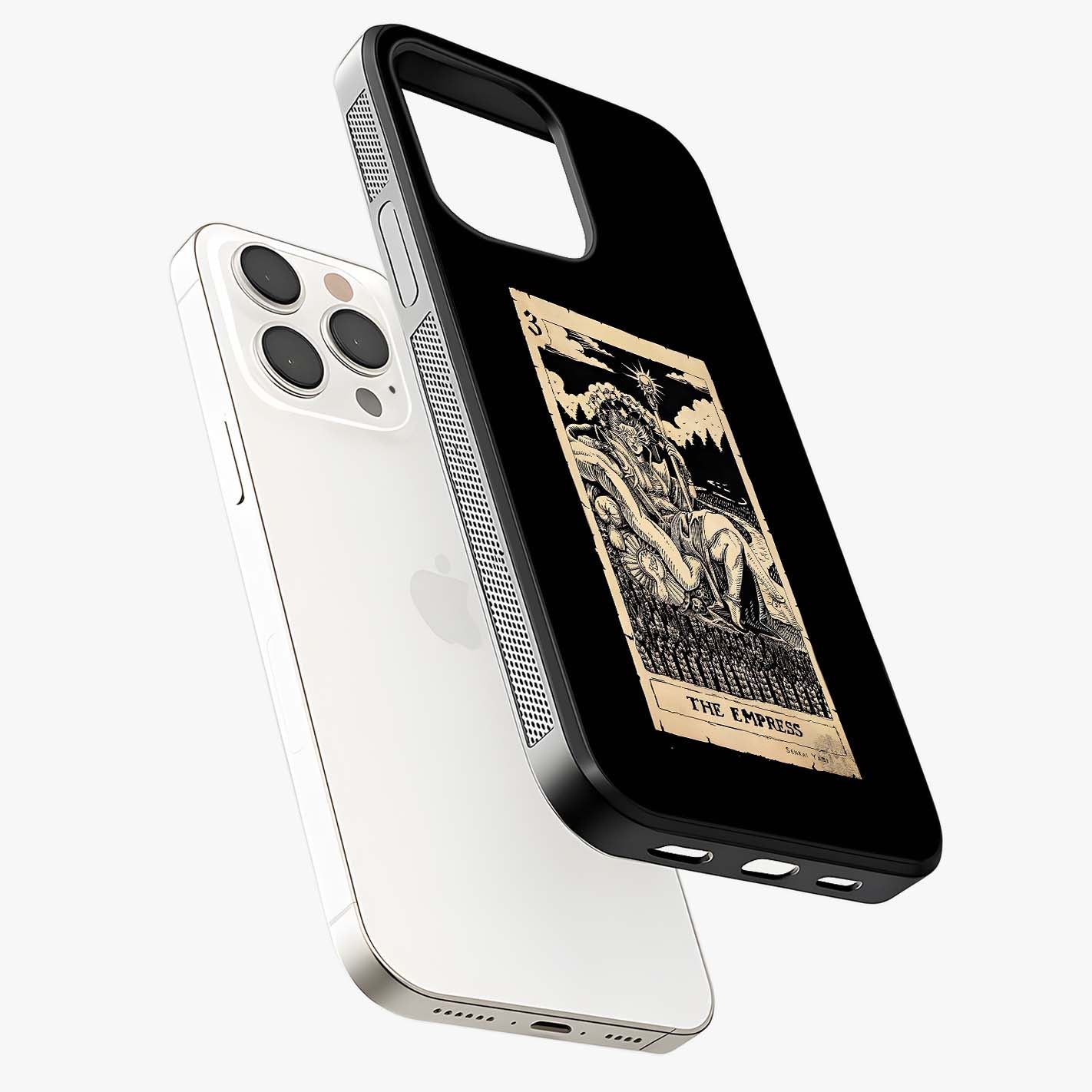 The Empress Glass Case laid diagonally highlighting side profile, edges and glossy glass shine.