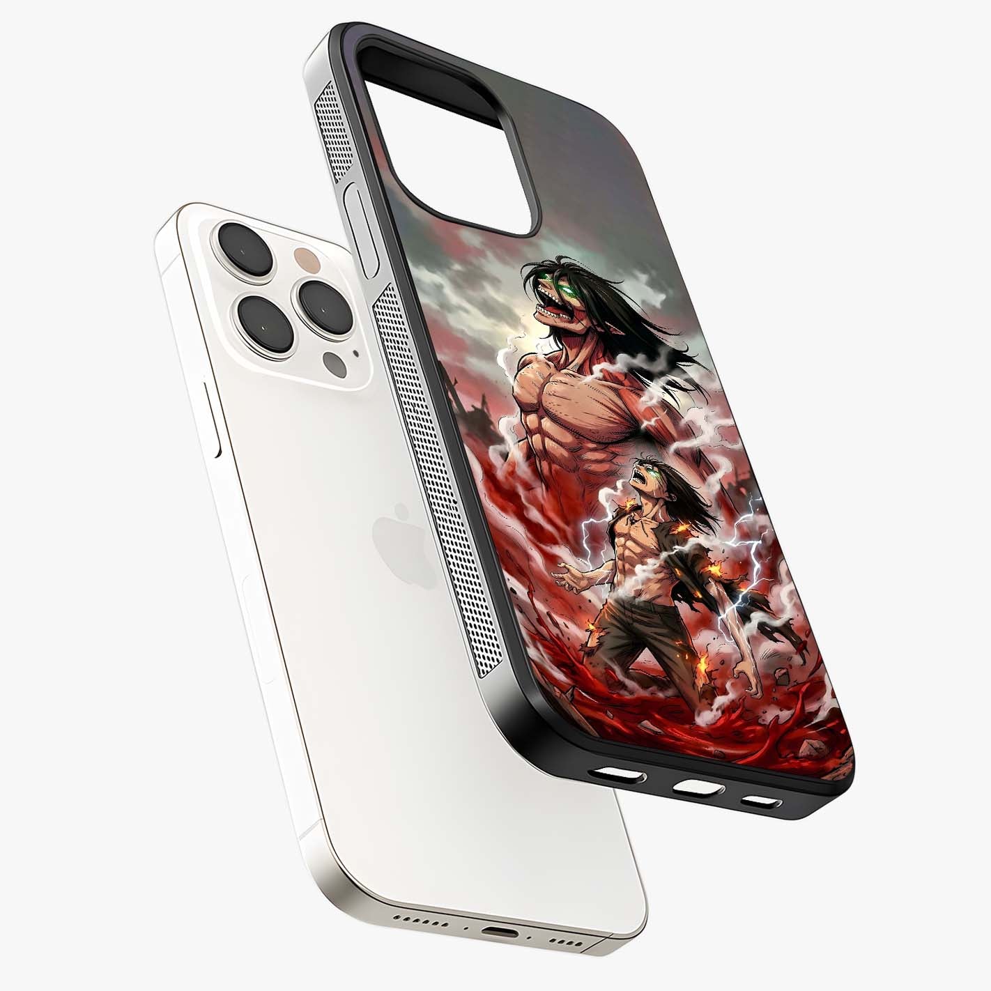 Titan Awakening Fury Glass Case laid diagonally highlighting side profile, edges and glossy glass shine.