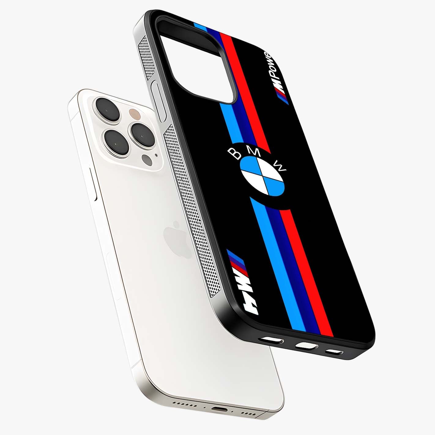 Turbo Bmw Beast Glass Case laid diagonally highlighting side profile, edges and glossy glass shine.