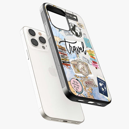 Wanderlust Journal Glass Case laid diagonally highlighting side profile, edges and glossy glass shine.