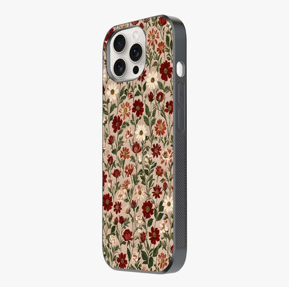 Biege Flower With Leaf Glass Case photographed in natural light showing reflective finish and design depth.