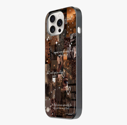 Bittersweet Aesthetic Chaos Glass Case photographed in natural light showing reflective finish and design depth.
