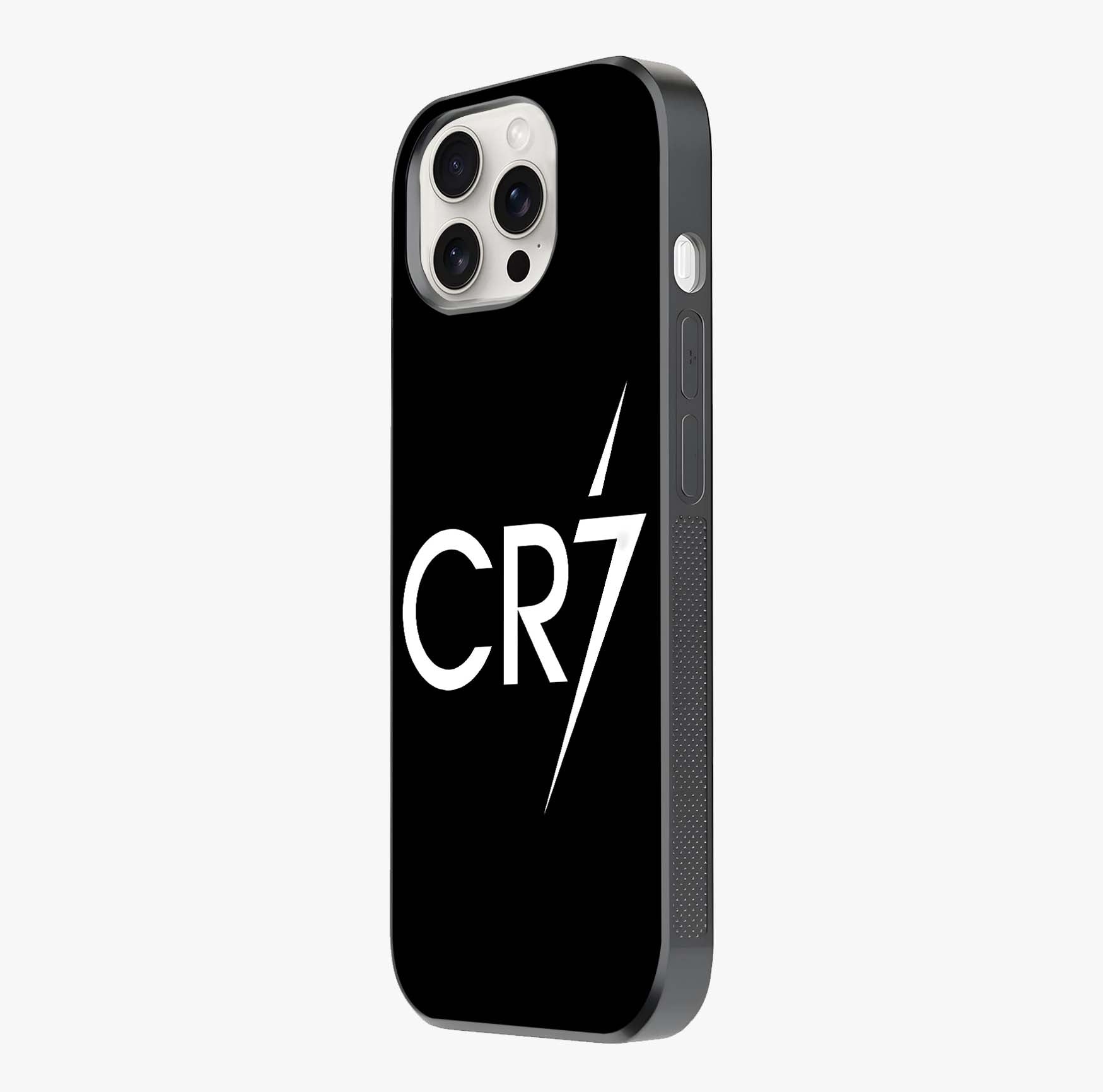 Cr7 Elite Strike Glass Case photographed in natural light showing reflective finish and design depth.