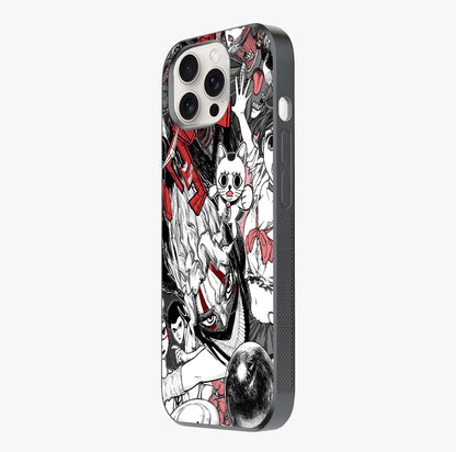 Crimson Chaos Panel Glass Case photographed in natural light showing reflective finish and design depth.