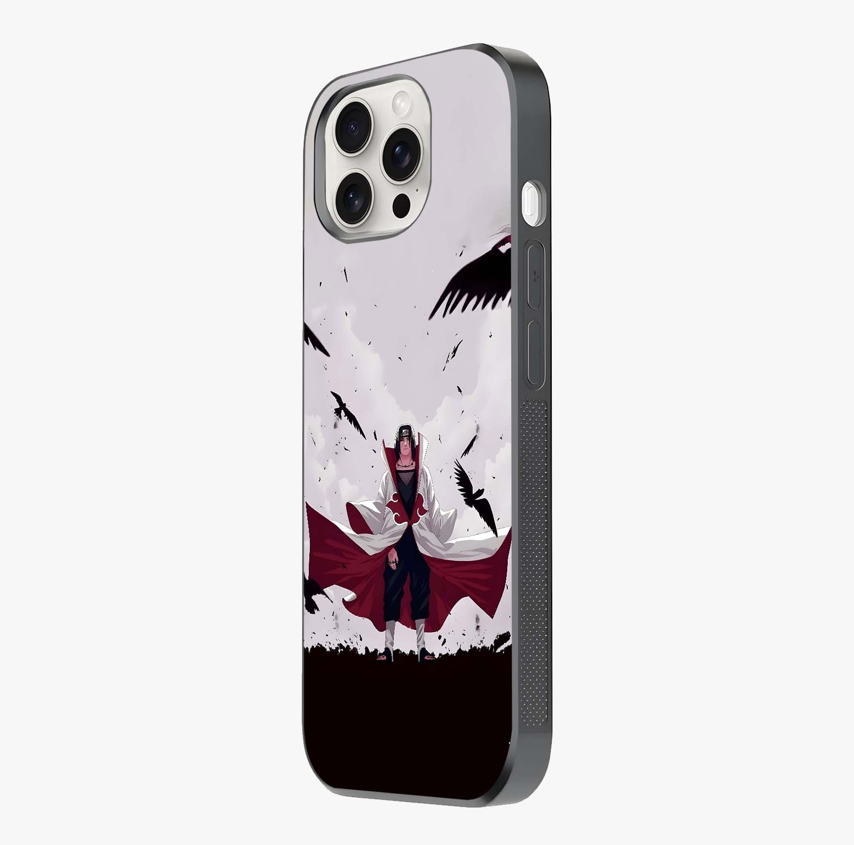 Crimson Crow Ascension Glass Case photographed in natural light showing reflective finish and design depth.